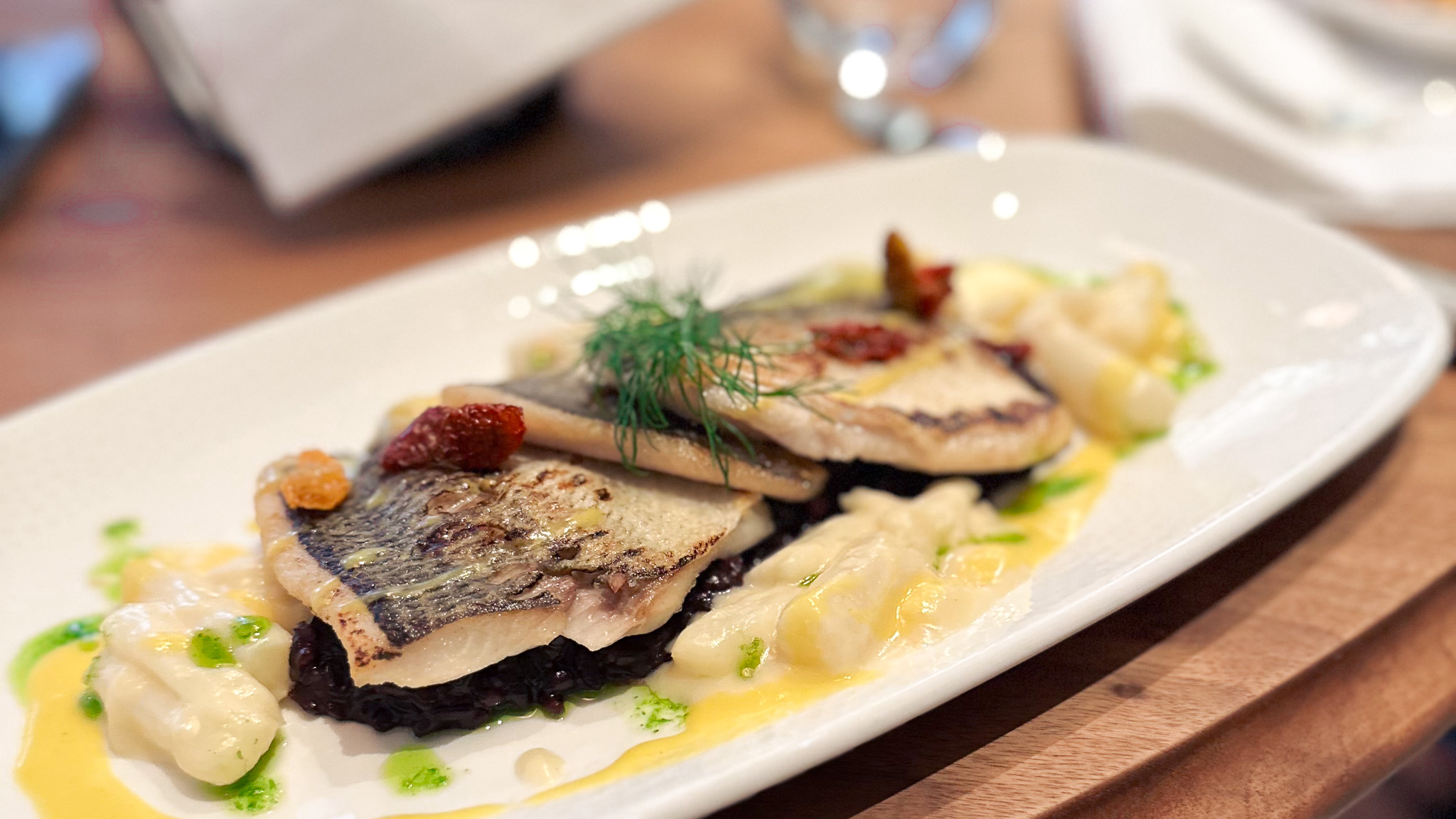 Fish dish in the restaurant Blaue Ente at Kreis 8 Zurich