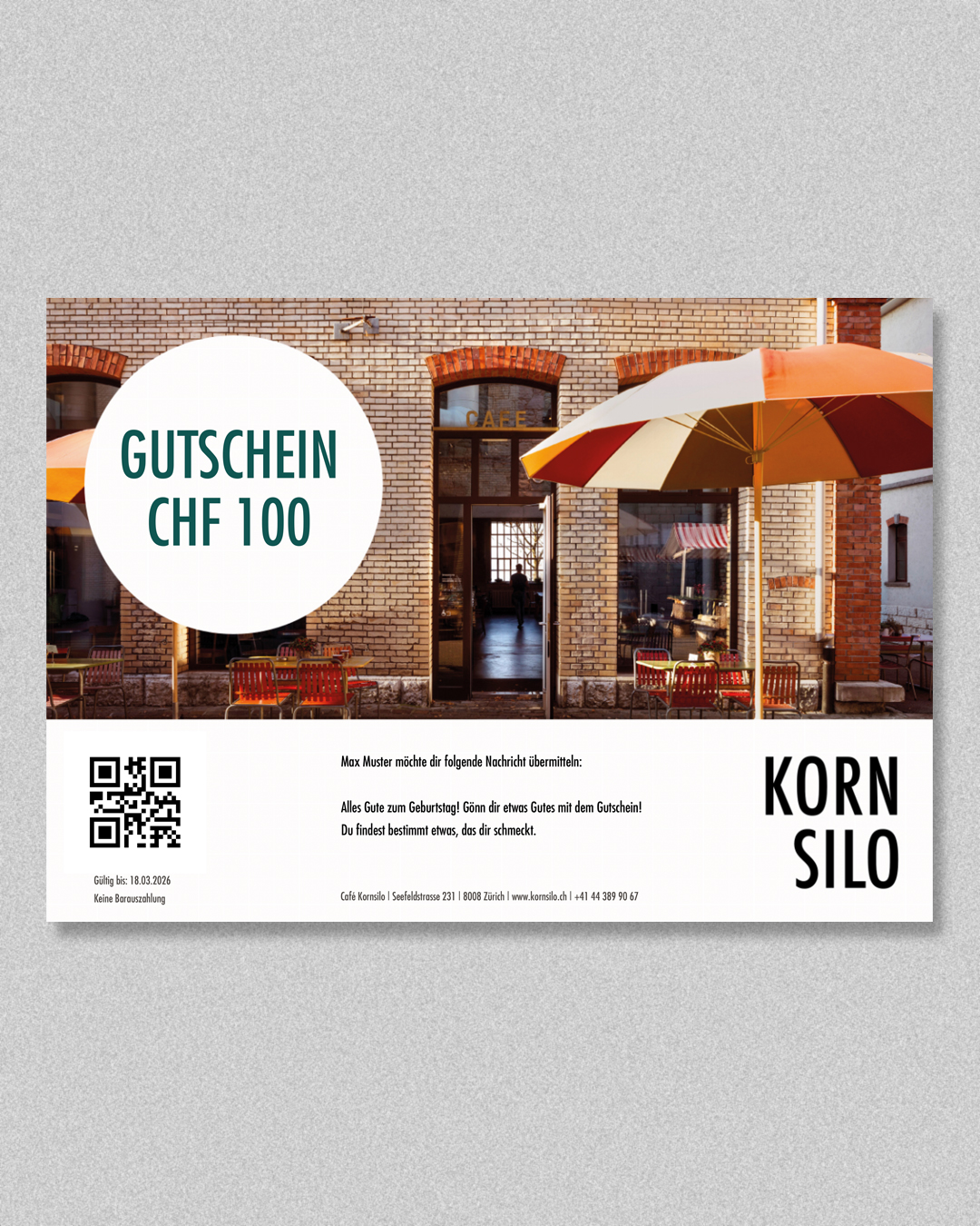 Order a voucher for Café Kornsilo